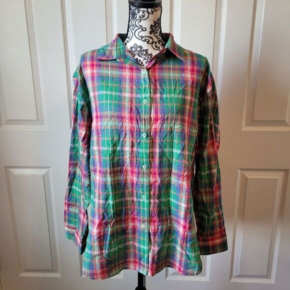 La miel woman's colorful woman's button up long sleeve shirt - Picture 1 of 7